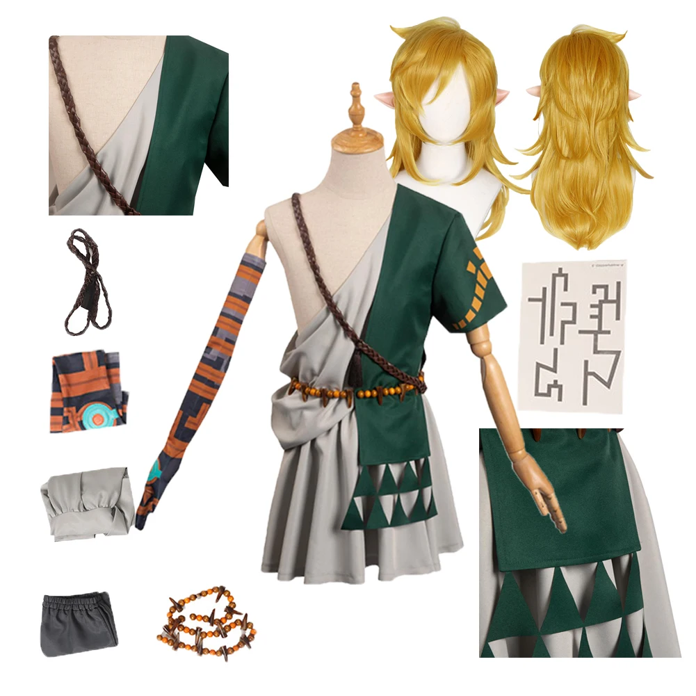 

Zelda: Tears of the Kingdom Link Cosplay Costume for Men Clothes Fantasia Roleplay Cosplay Wig Halloween Party Disguise Suit
