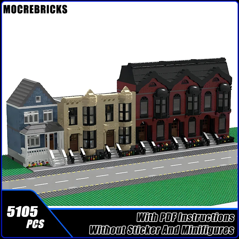 Set di mattoncini da costruzione per la serie di edifici della strada
