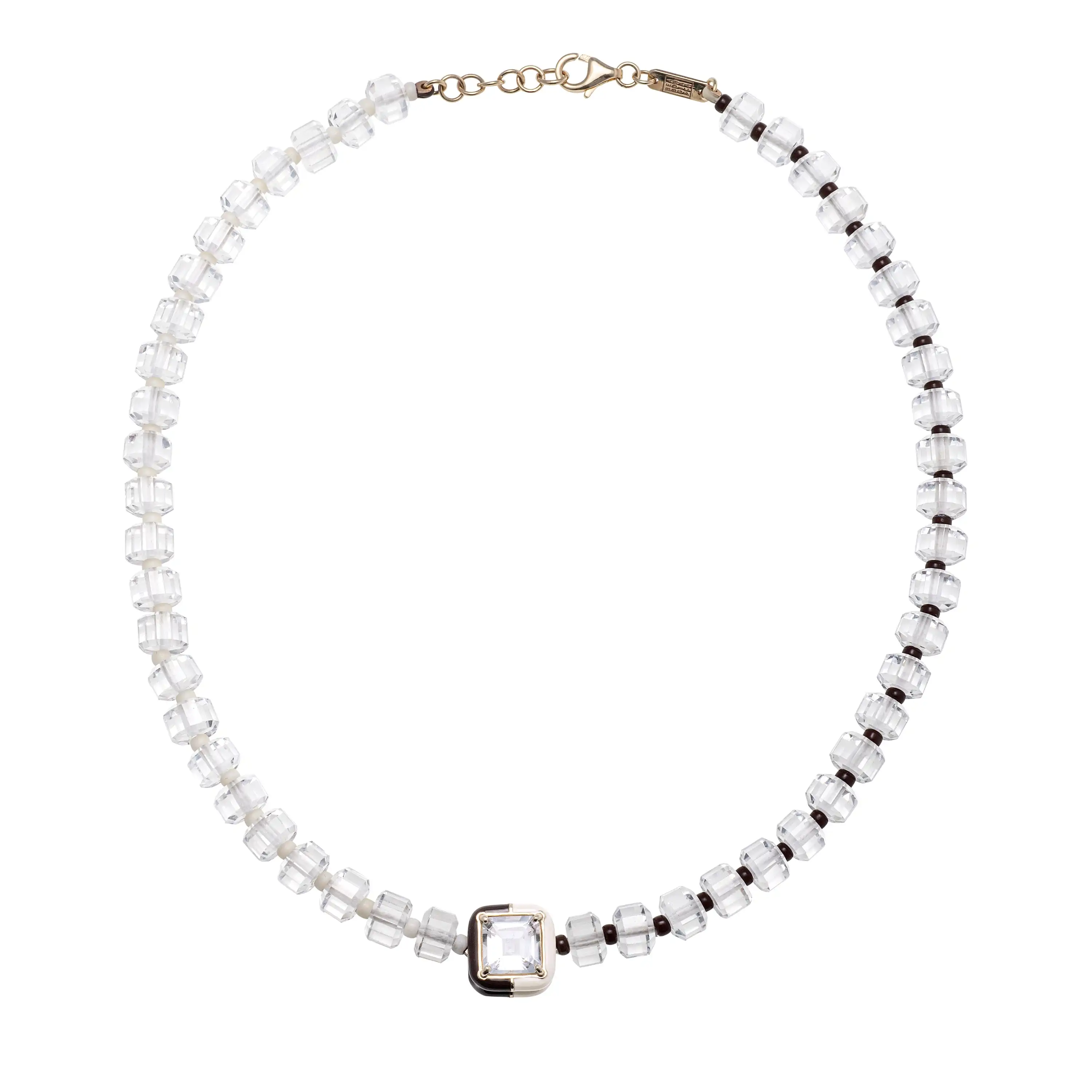 

B SQUARE BEADED NECKLACE IN PANNA AND CHOCOLATE