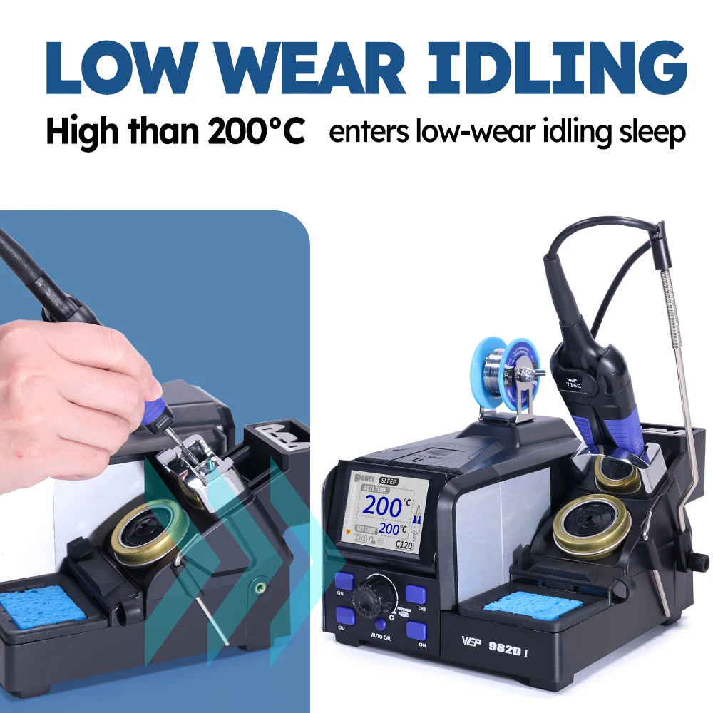 WEP 982D-I Precision Soldering Station Tweezers Rework Station for Micro Component 4 Preset Channel 2Pcs C120-IS Cartridge soldering station