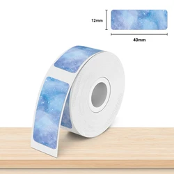 White Adhesive Label Paper Roll with Transparent Tape - Multiple Sizes (Starry Sky)