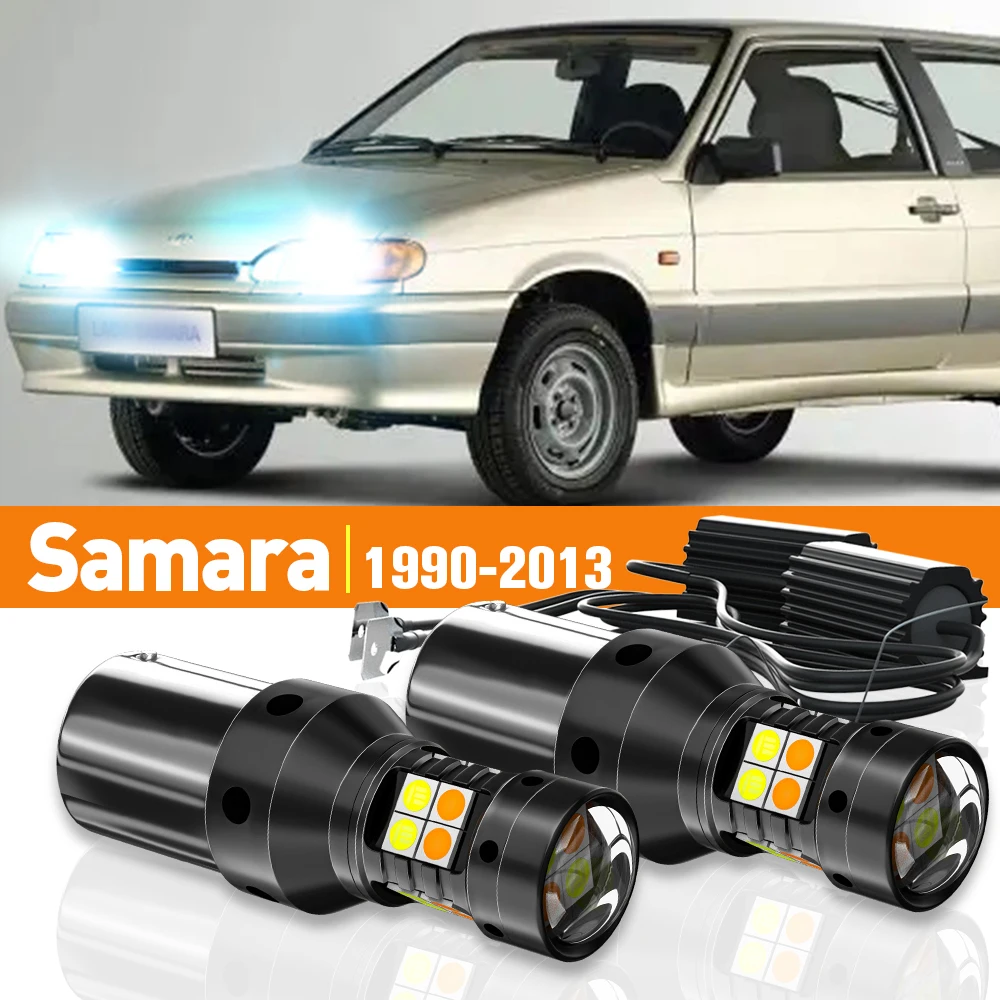 

2x LED Dual Mode Turn Signal+Daytime Running Light DRL For Lada Samara 2108 2109 2113 2114 2115 1990-2013 Accessories Canbus