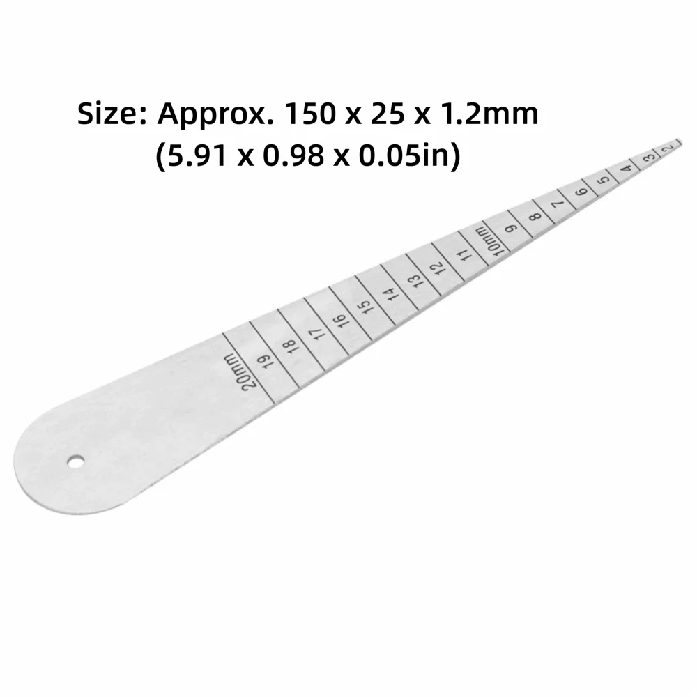 스테인레스 스틸 필러 눈금자 1mm 정확도 1/16-3/4(2-20mm) 필러 측정 도구 미니어처 미터법 및 영국식 시스템