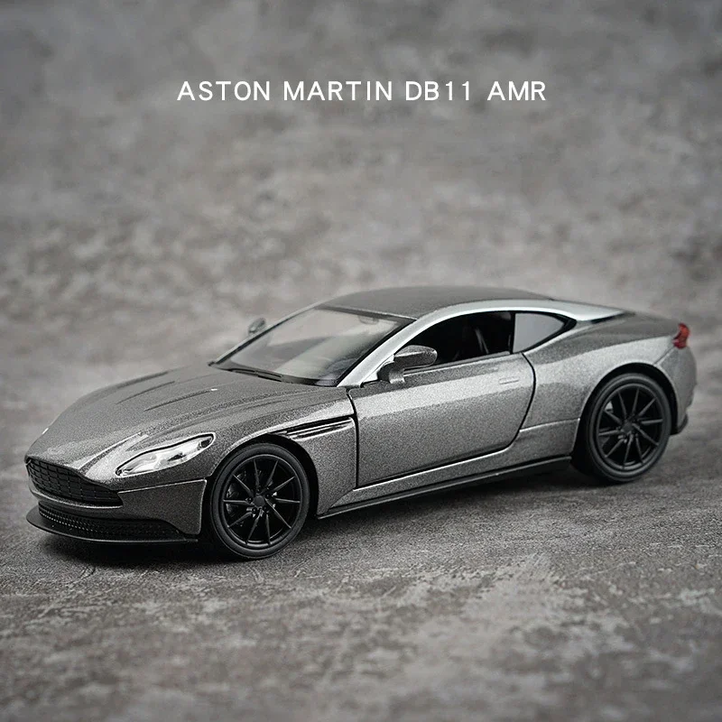 1:32 Aston Martin DB11 AMR металлические игрушечные автомобили, литые модели в масштабе, детский подарок с функцией откидывания, музыкальная фотография