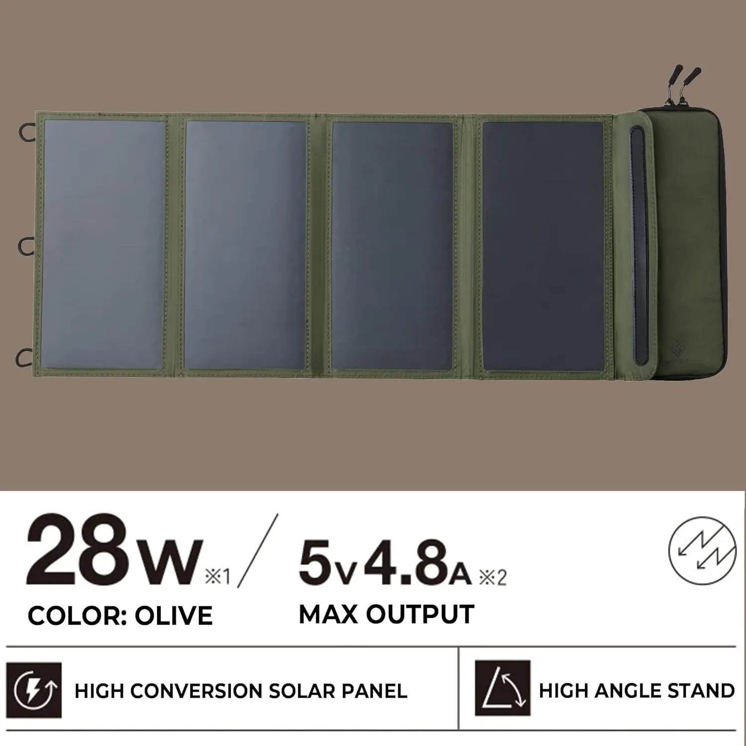 Portable Solar Panel Dual USB-A Ports 28W Power Generation Charger for Phone Camping Durable Water-Resistant Ripstop Nylon 3