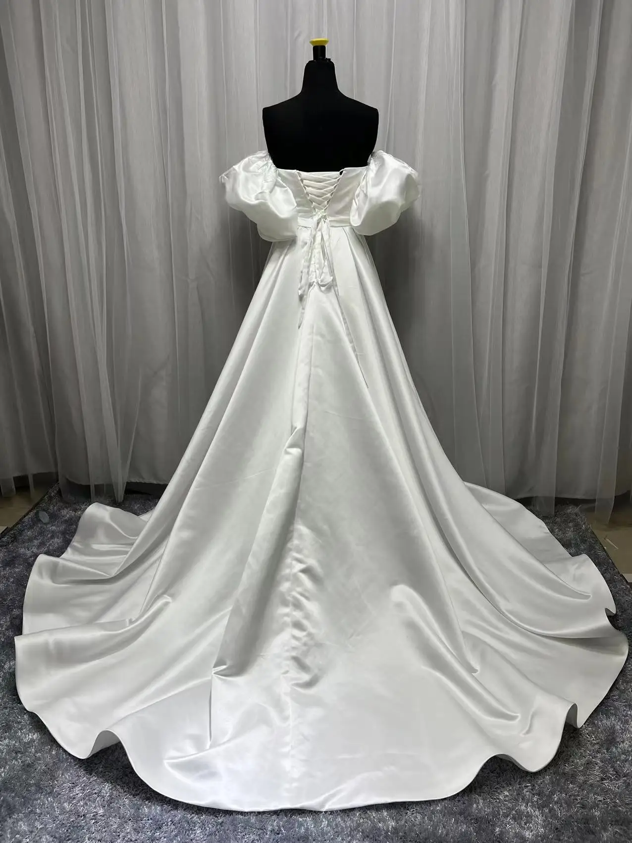 princess polly baby blue dress Long Sleeve Modest White Wedding Dresses Satin Plus Size Beach Wedding Dress  – SheerGirl main image 0