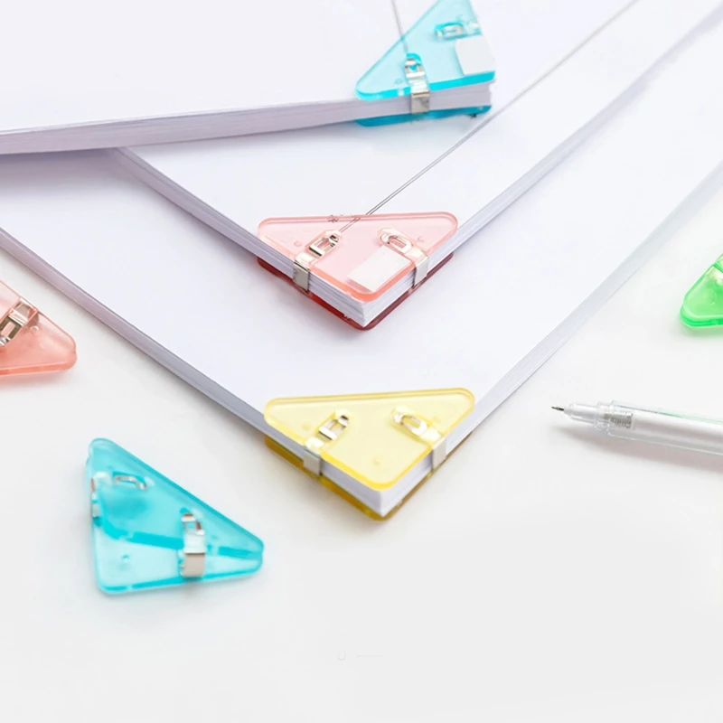 Corner Paper Clamps Small File Clips Note Holder Clips Triangular Bookmark Clip for Student Teacher Office Staff 5Pcs,paper clips,mini bookmark