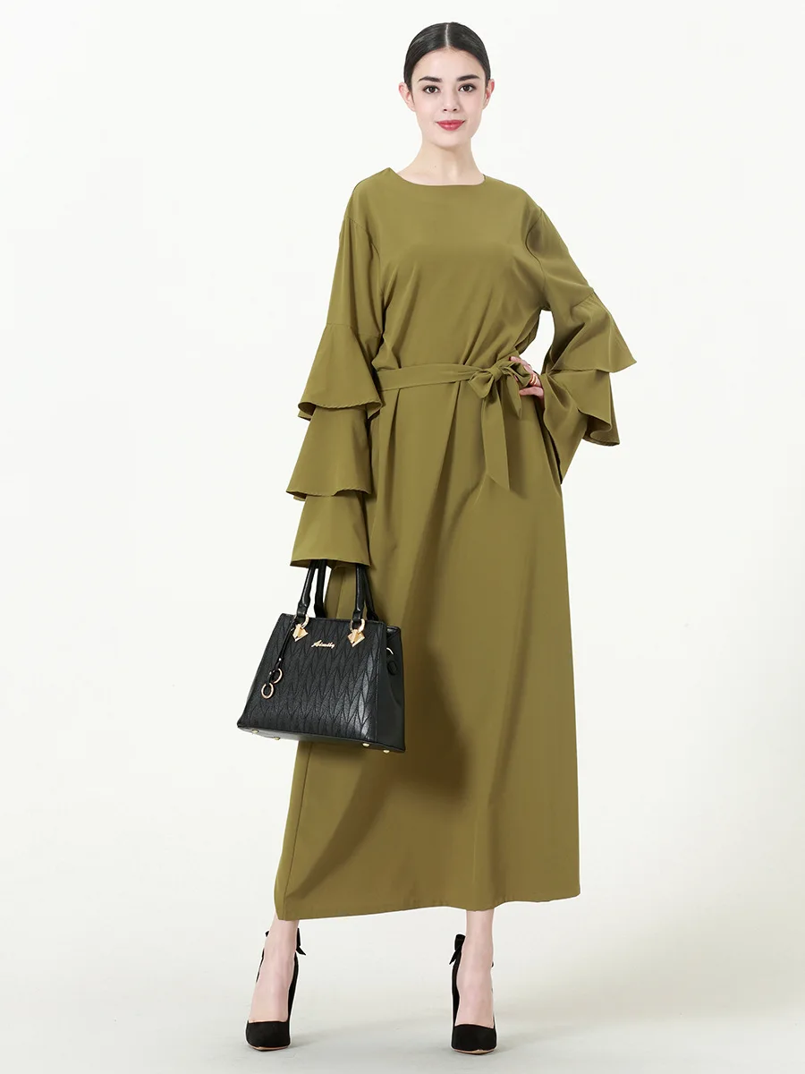 

Dubai Abayas Arab Islam Clothing Women Muslim Long Dress Loose Lace-up Kaftan Robes Elegant Maxi Dresses Islamic Clothing Caftan