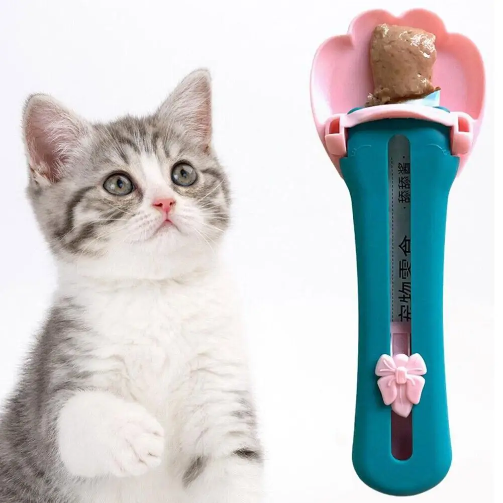 Pet Cat Strip Feeder Cat Claw Shaped Cat Strip Squeeze Spoon 2 In 1 Cat Food Can Spoon Multi Functional Pet Cucchiai Cat Feeder