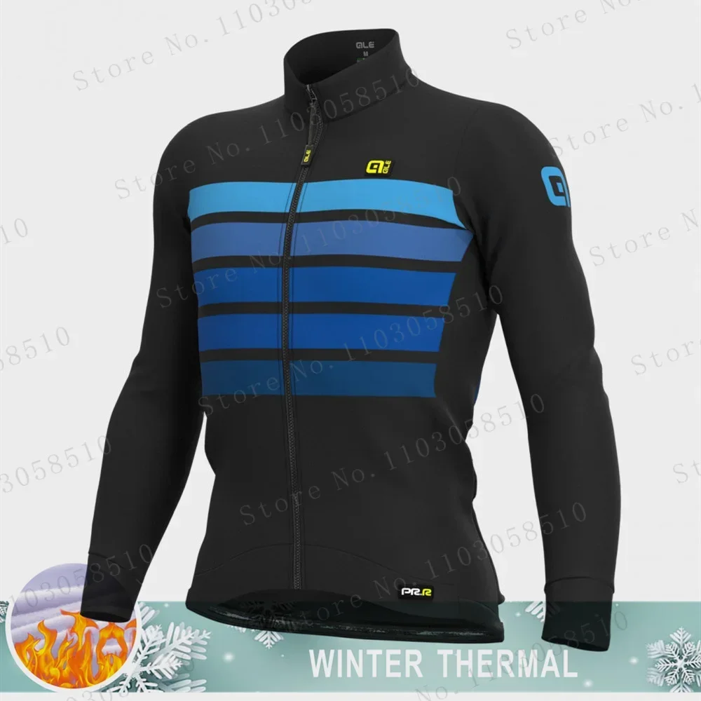 thumbnail image 1 of AIE - Jersey de ciclismo de invierno para hombre, chaqueta térmica de manga larga con forro polar y cremallera completa para ciclismo de montaña, abrigo para clima frío, resistente a la intemperie, 1 of 4