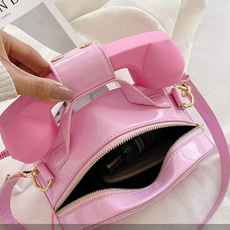 Women's Creative Shoulder Bag Telephone Shaped Crossbody Bag Retro PU Leather Designer Sweet Girl Phone Purses and Small Handbag
