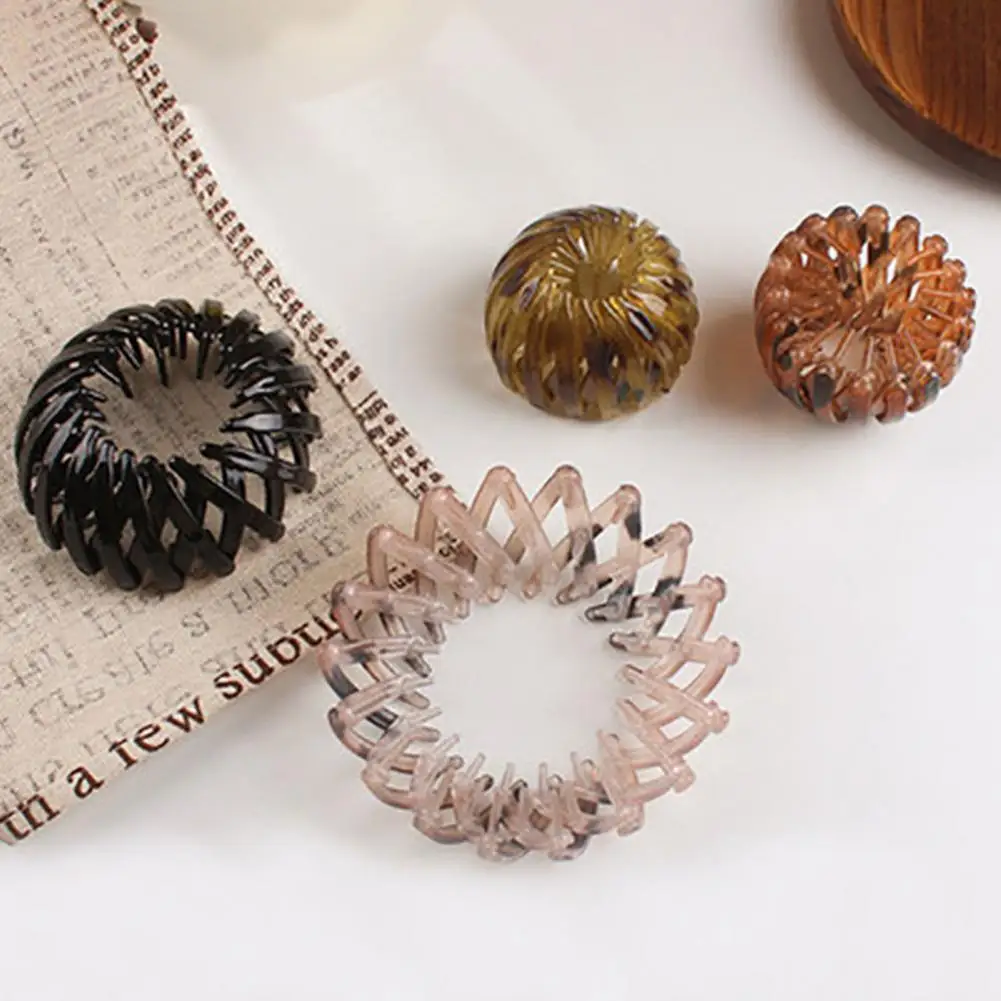 Bird Nest Shaped Bun Hair Claw Expandable Plastic Vintage Geometric Hair Bun Makers for Girls