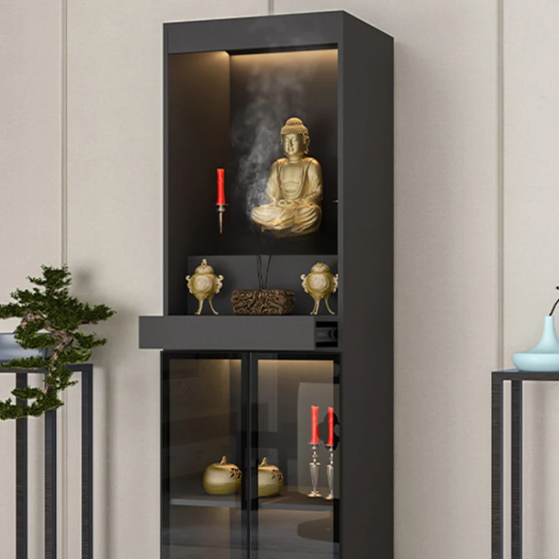 

CXH Home Modern Style Double Door Clothes Closet Buddha Cabinet Altar Bodhisattva Worship Table