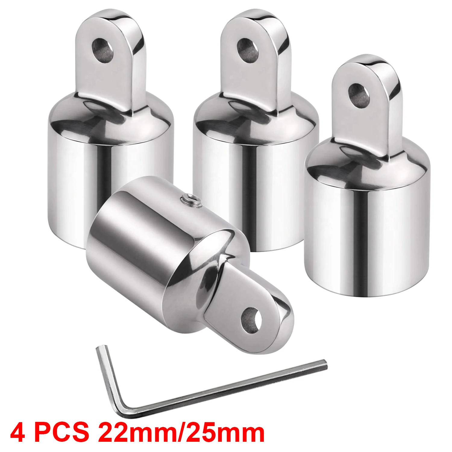 

4 Pcs 22mm/25mm or 7/8''/1'' Bimini Top Eye End Cap Stainless Steel 316 Boat Bimini Top Hardware Fitting External Eye End Canopy