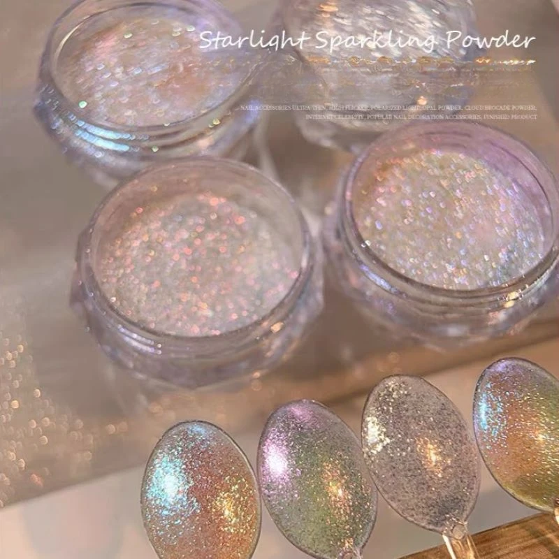Aurora Nails Glitter Powder Polarizzato High Flash Nail Enhancement Forniture Per Nail Art Decorazione