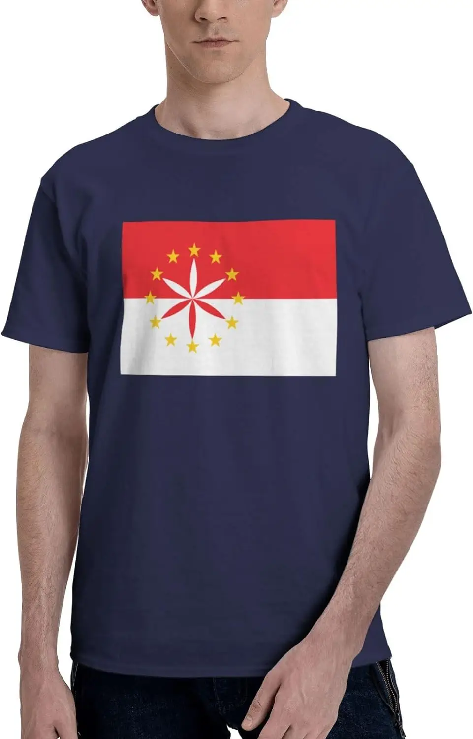 

Drapeau arpitan SVG Short Sleeve T-Shirt Cotton Soft Breathable Crew-Neck Black