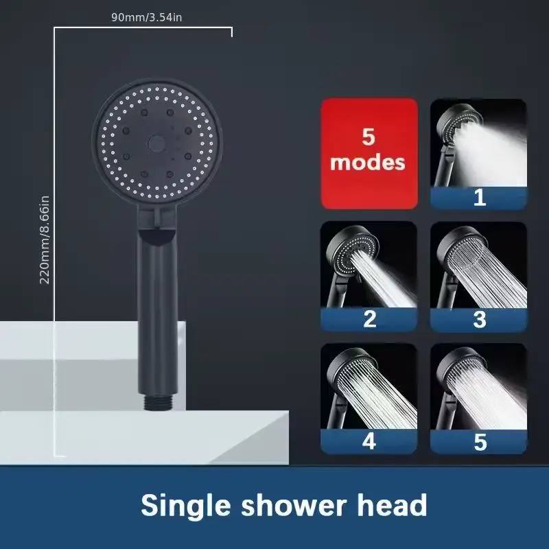1PC High Flow Handheld Shower Head with 5-Mode Pressurized for Bathtub Portable Adjustable Spray Handheld Shower Head
