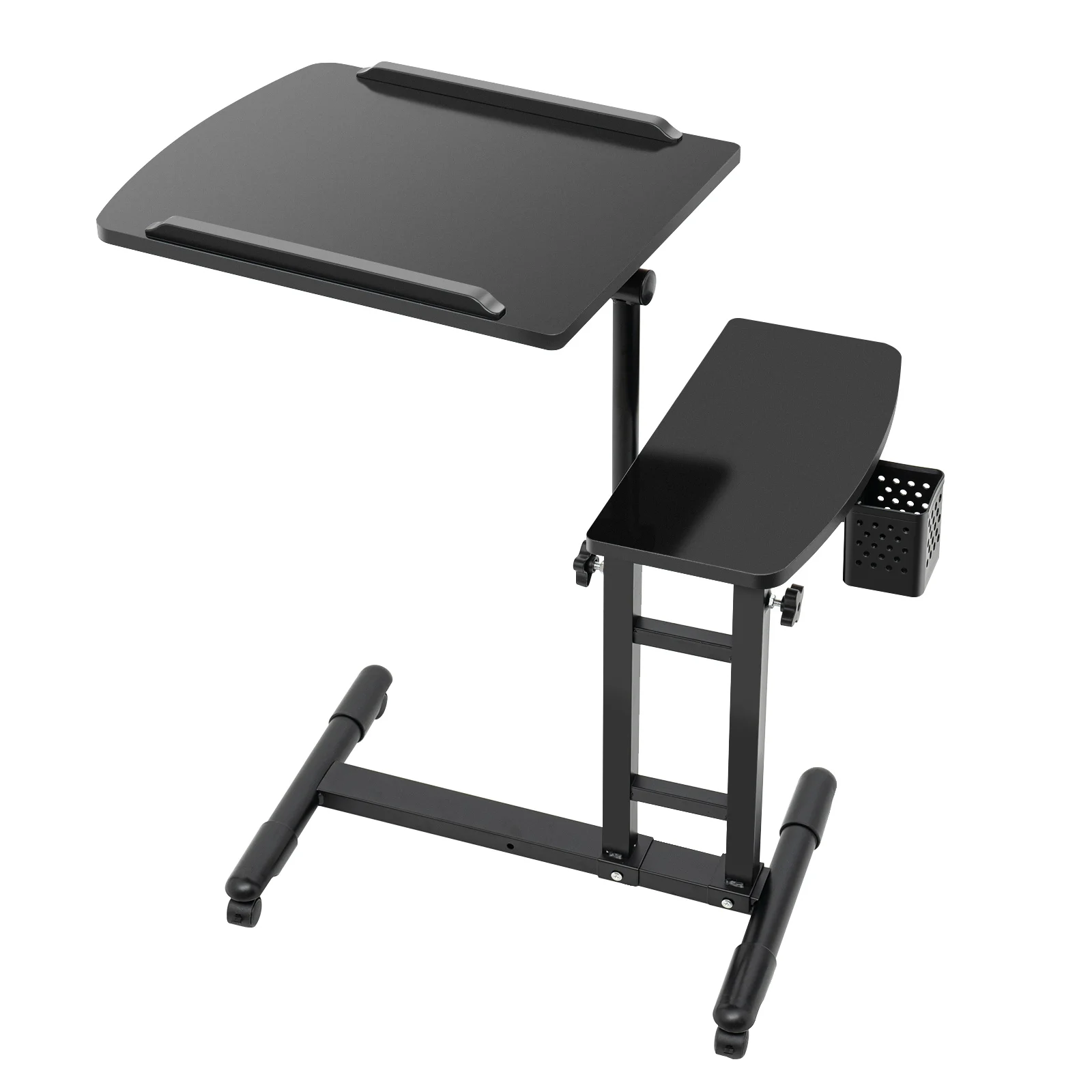 Adjustable Tattoo Workbench, Rolling Cart with Locking Wheels & Dual Tabletop, Removable Pen Frame Tattoo Table Station
