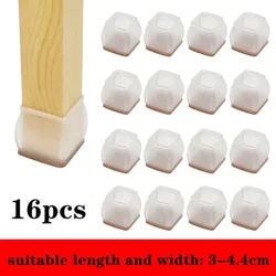Enhanced Silicone Chair Leg Protectors with Thick Felt Pads - Set of 16 (Square L)
