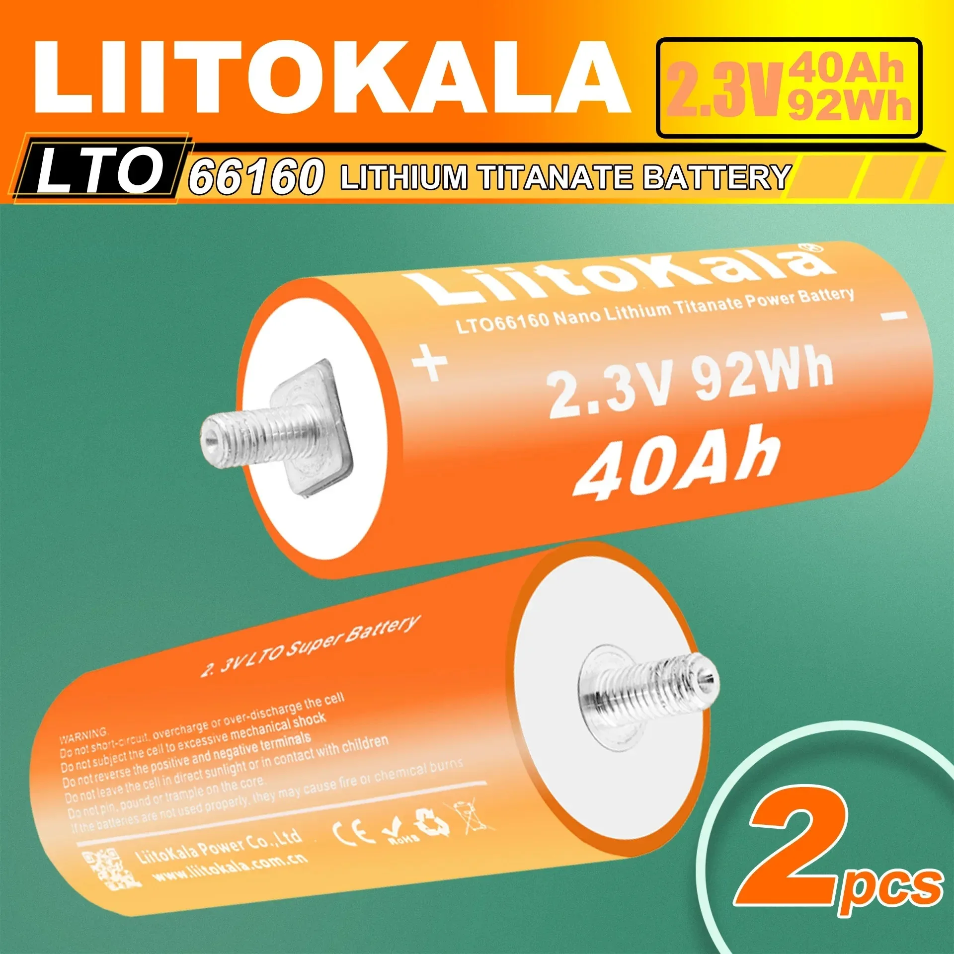 Batteria Liitokala 2.3V 40Ah al Titanato di Litio LTO - immagine 3