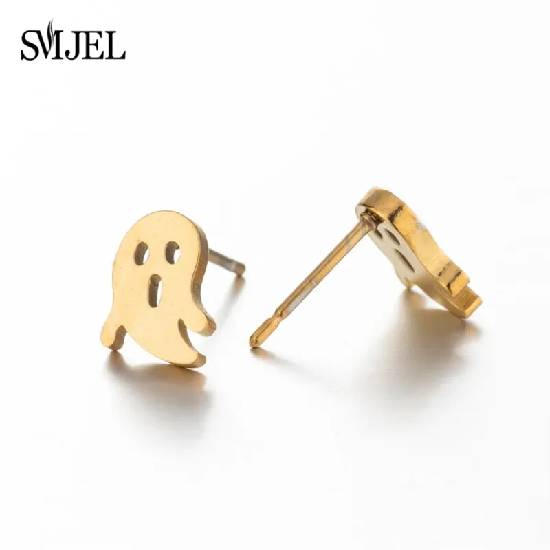 SMJEL Mehrere Schädel Edelstahl Ohrstecker für Frauen Mädchen Punk Kürbis Geister Fledermaus Ohrringe Hallowmas Party Schmuck Geschenk – Detail 25