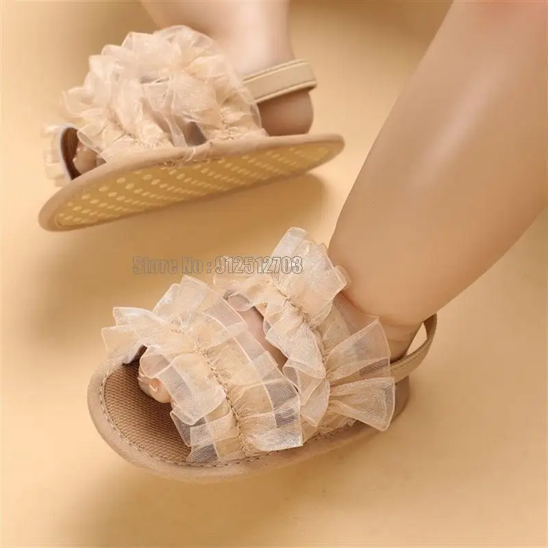 Cute Summer New Baby Girls Sandal Mesh Lace Princess Perspective Anti-slip Sandals Toddler Soft Soled Prewalker Baby Shoes