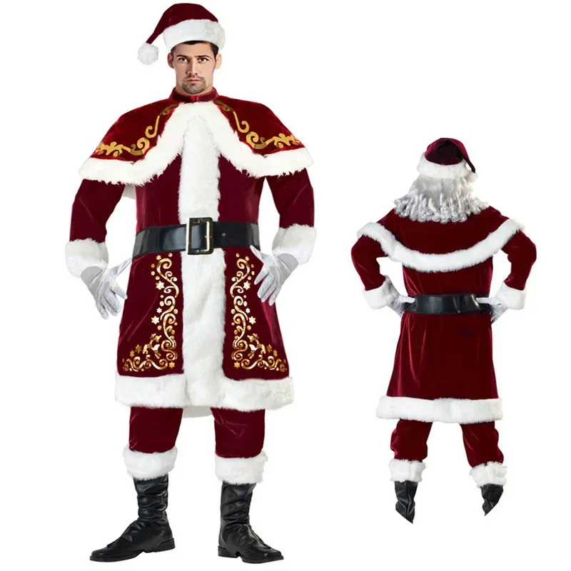 

New Christmas Cosplay Santa Claus Costume Stage Performance Dress Long Sleeve Men And Women Santa Claus Costume