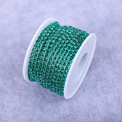 Elegant Gold Rhinestone Trim with Crystal Accents - 10Yard (Green Zircon)