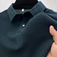 Vêtements de marque été nouveau T-shirt à manches courtes pour hommes soie glacée POLO frais et respirant affaires décontracté haut absorbant la sueur 1