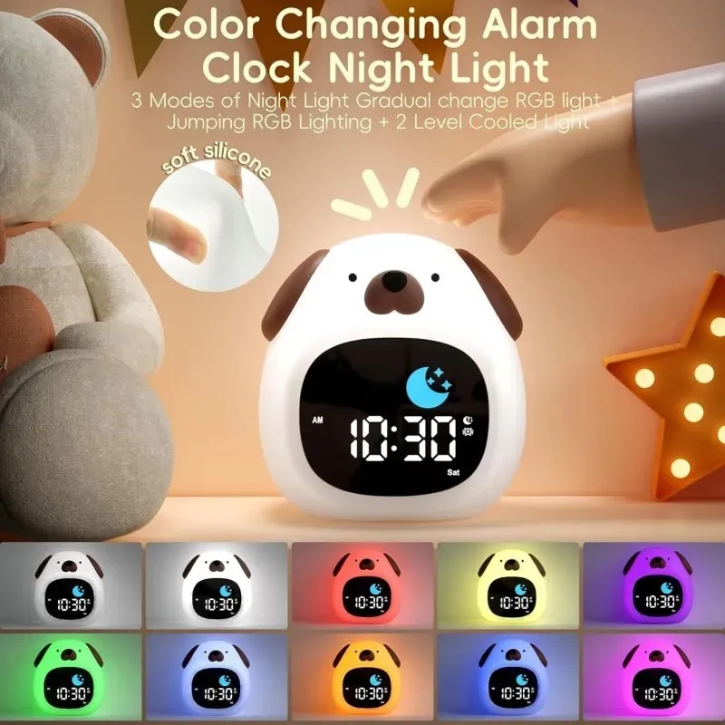 Cartoon animal pat-pat stress relief color-changing night light auxiliary sleep soothing light sleepy LED alarm clock light 5