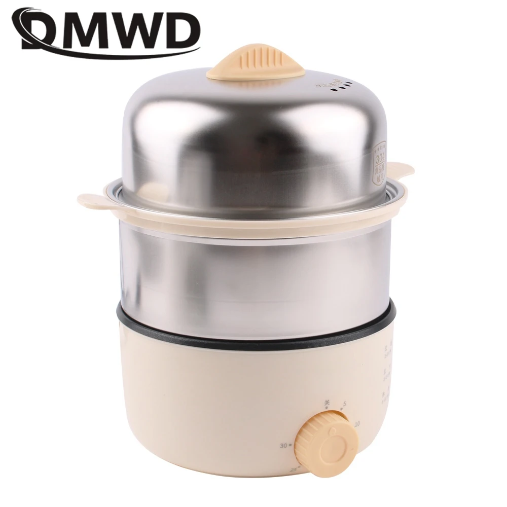 DMWD 2 Layer Multifunctional Egg Cooker Egg Custard Steamer 304 Stainless Steel Omelettes Machine Food Heater Crepe Maker 220V 3