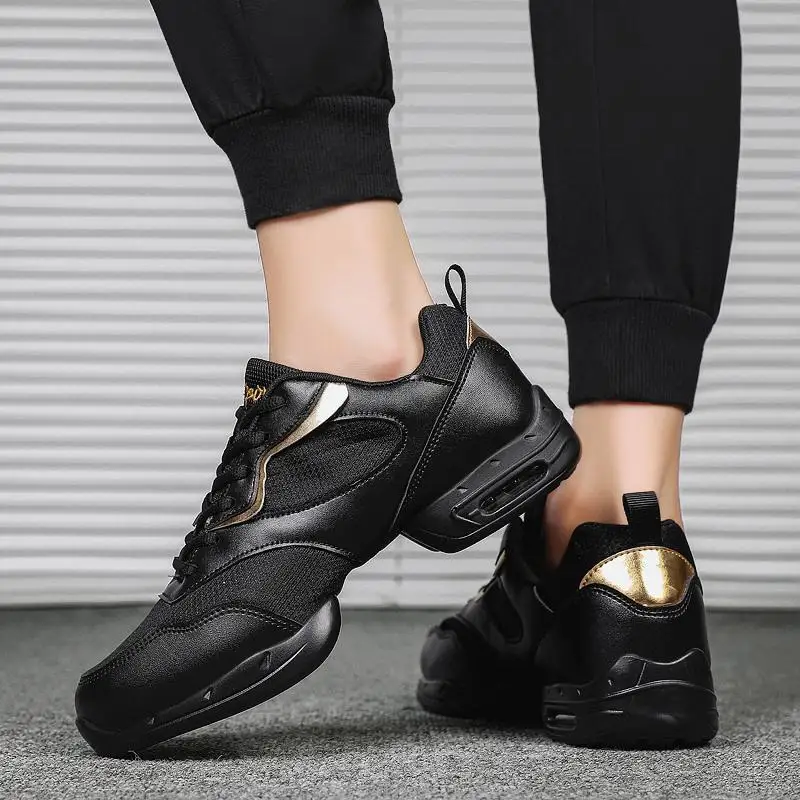 

Dance Shoes Men Woman Modern Soft Outsole Jazz Sneakers Aerobics Breathable Lightweight Male Dancing Fitness Sport Black