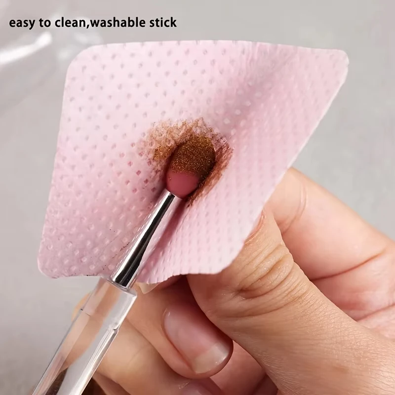 ZZ06 Nail Arts Silicone Applicator Sticks Reusable Chrome Glitter Applying Manicure Tool Easy-Daub Pigment Silicone Nail Brush 2