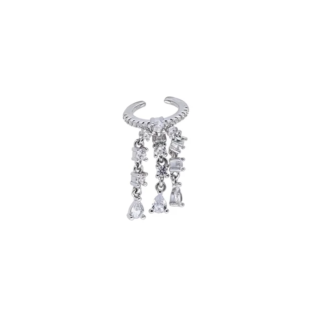 Boucles d'Oreilles Double 2 Piercing pour Femme, Goutte d'Eau, Tendance, Romantique, 5A CZ, Station Link, JoTassel, 1 Pièce