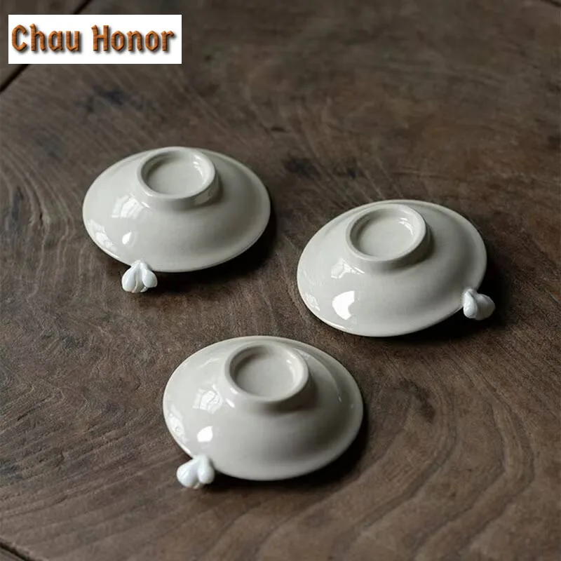 2pc/Lot Plant Ash Glaze Hand Kneaded Flower Cup Pad Japanese Kungfu Tea Set Heat Insulation Pad Teaset Tea Ceremony Accessories