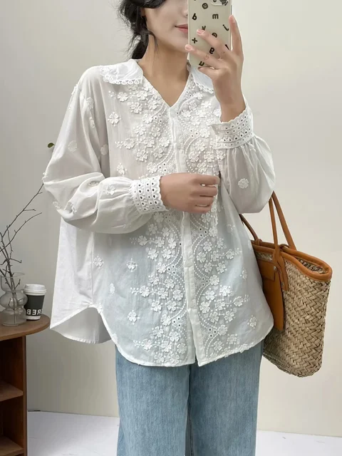 Bohemian Beige Blouses for Women Spring Tops Spain Style