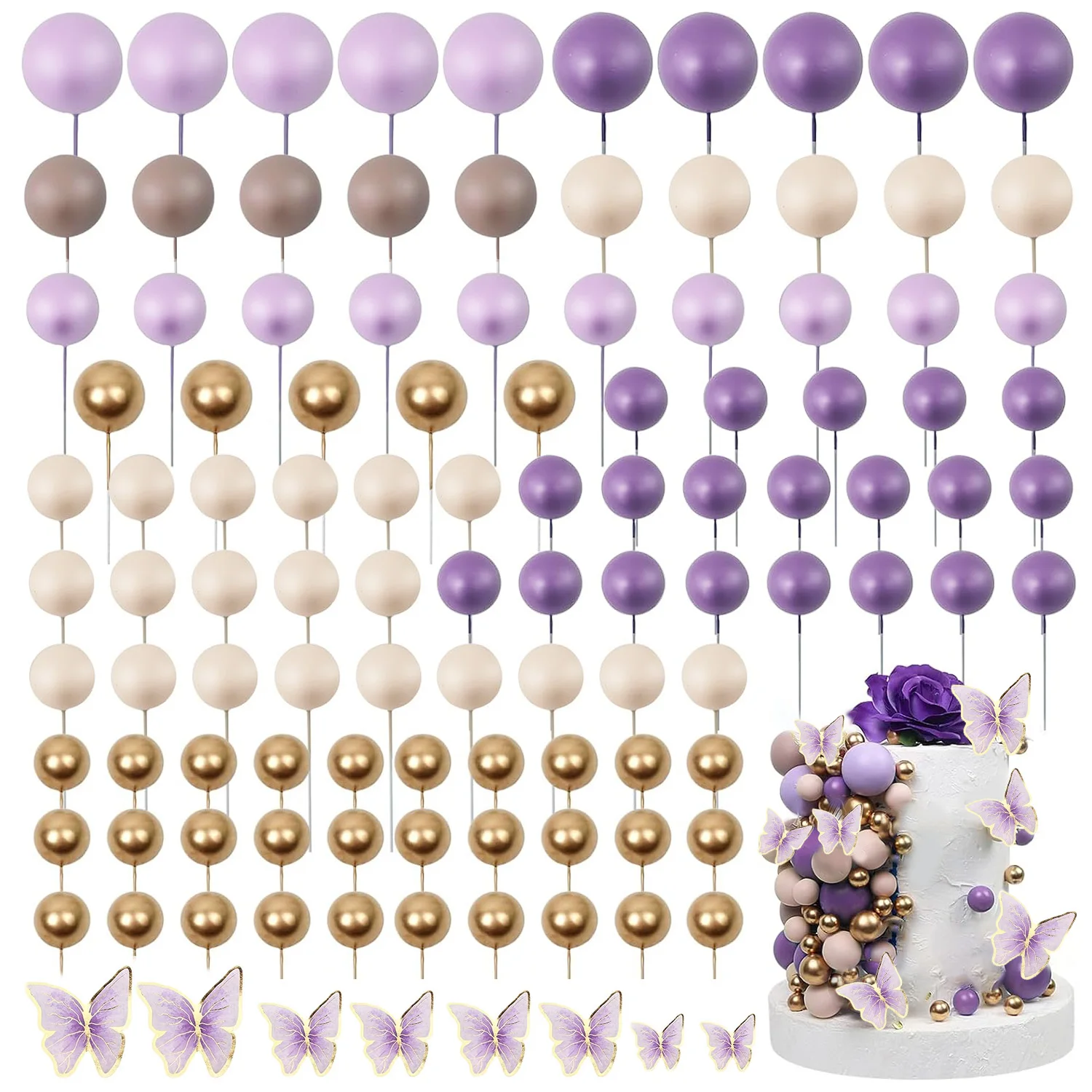 36 Kugel-Kuchenaufsätze - Bunte Cupcake-Topper Für Partys