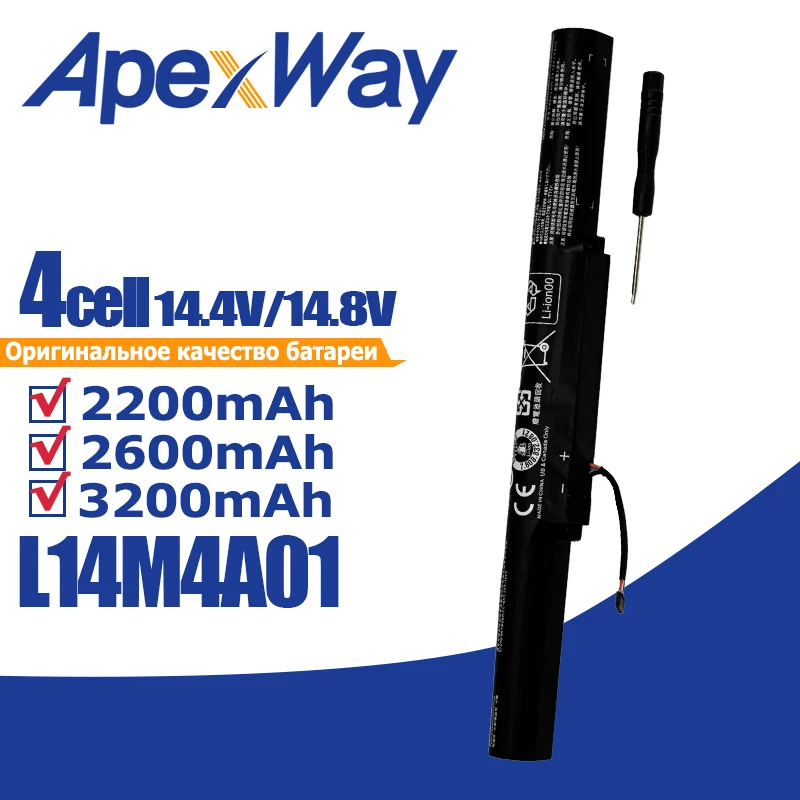 

Аккумуляторная батарея Apexway L14M4A01 для ноутбука Lenovo IdeaPad 500-15ISK 15см V4000 Φ L14M4E01 L14S4A01 L14L4A01 L14L4A01 L14L4E01