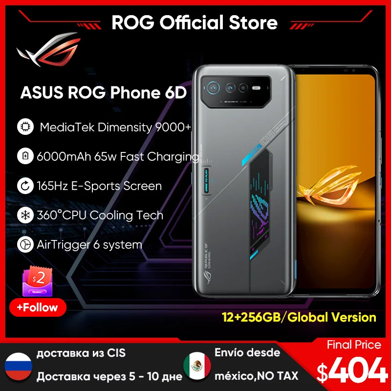 ASUS ROG 6D/6D ultimate frisbee smartphone mediatek dimensity 9000+ 165hz e-sports obrazovka 6000mah baterie postit se nabíjení ROG telefon