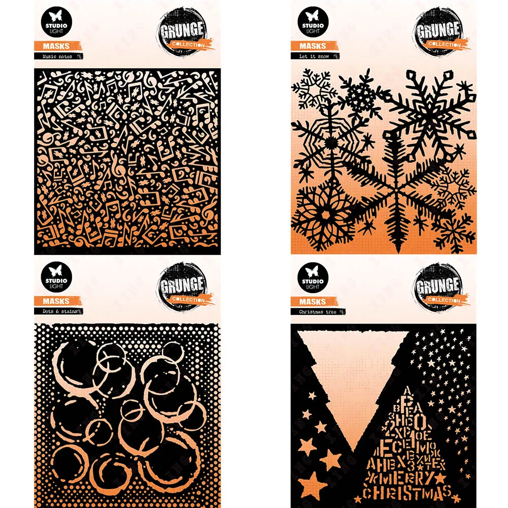 

Diy Layering Stencils Painting Scrapbook Coloring Embossing Album Decorative Notes Let It Snow Dots Stains Christmas Tree Molds