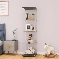 65”x17”x14” Display Cabinet with Door & Lock, Quick-Install Tempered Glass Floor Standing Bookshelf, 4-Shelf Display Cabinet 1