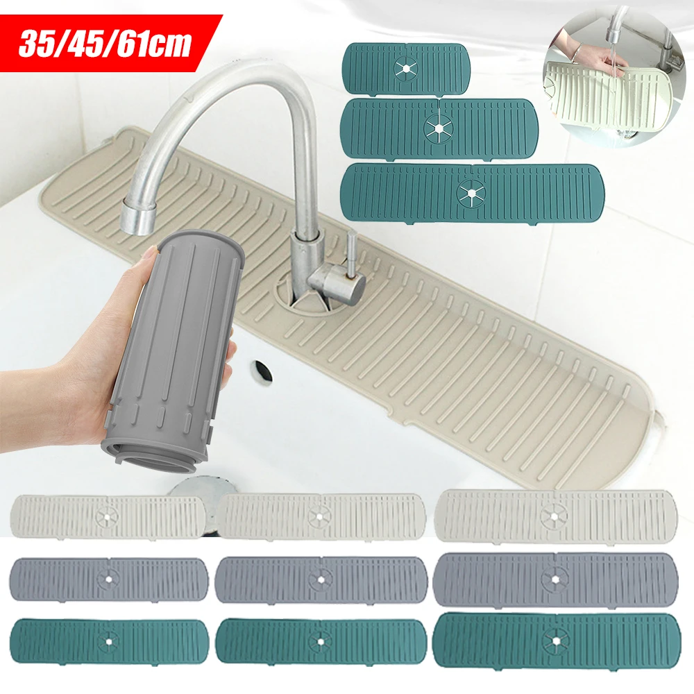 Silicone Kitchen Faucet Mat Flexible Faucet Splash Guard Draining Tray Mat Kitchen Quick Drain Water Catcher Sink Splash Pad faucet mat kitchen faucet splash pad