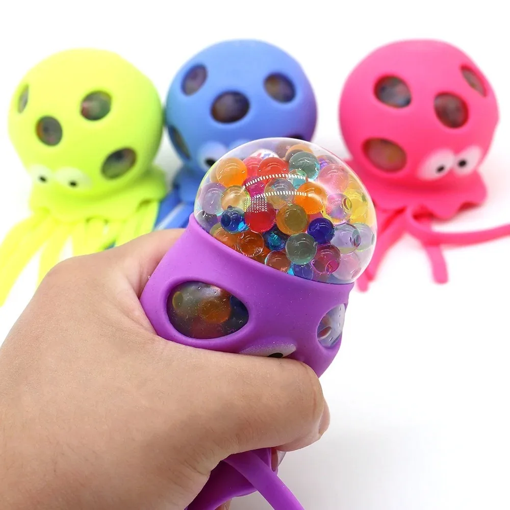 4 Balles Anti-stress Pieuvre - TPR Souple - Pour Enfants Et Adultes - Réduit Anxiété, Améliore Concentration
