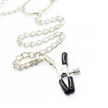 Three-Headed 3 Clamp W Chain Bondage Adult Party Body JewelryDouble-Peak Nipple Labia Clitoris Clip BDSM Breast Adjustable Metal 3