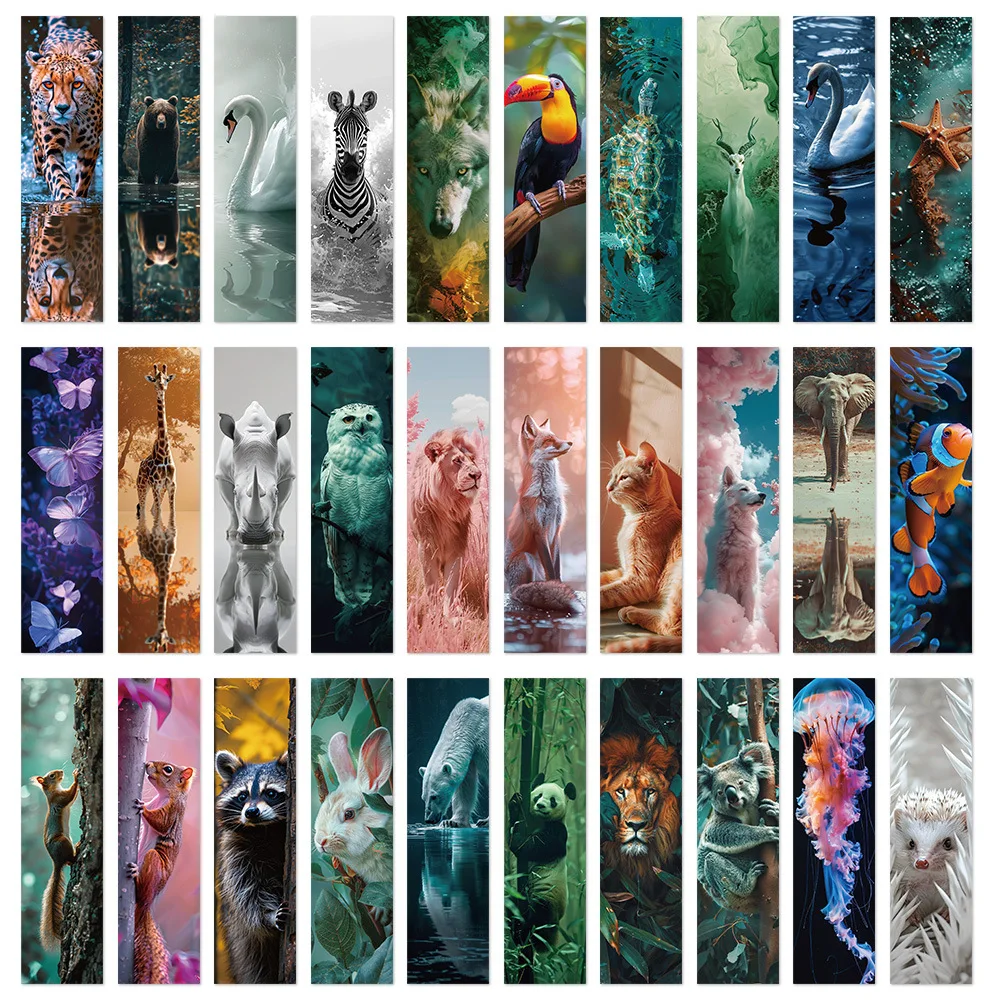 Wandering Stars Series Paper Bookmark Forest Animals Bright Starry Sky Book Holder Message Card Gift Stationery Material 30Pcs