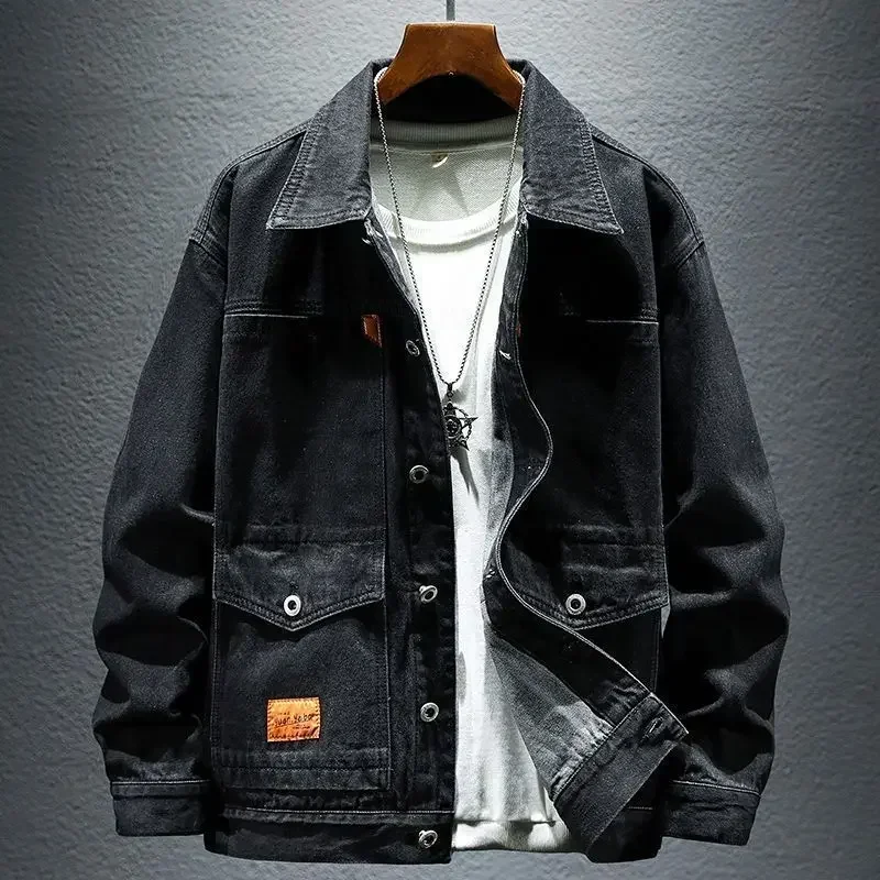 thumbnail image 1 of Abrigos vaqueros para hombre, ligeros, de invierno, de gran tamaño, con botones, chaqueta vaquera para hombre, otoño, entrega rápida, ropa Y2k, alta calidad, nueva en Cowboy Rock, 1 of 5