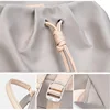 Bag for Woman Aesthetic Backpack Fashion Design Girl Bags Pleated Fabric Drawstring Cute Thin Back Pack Foldable Light Schoolbag 4