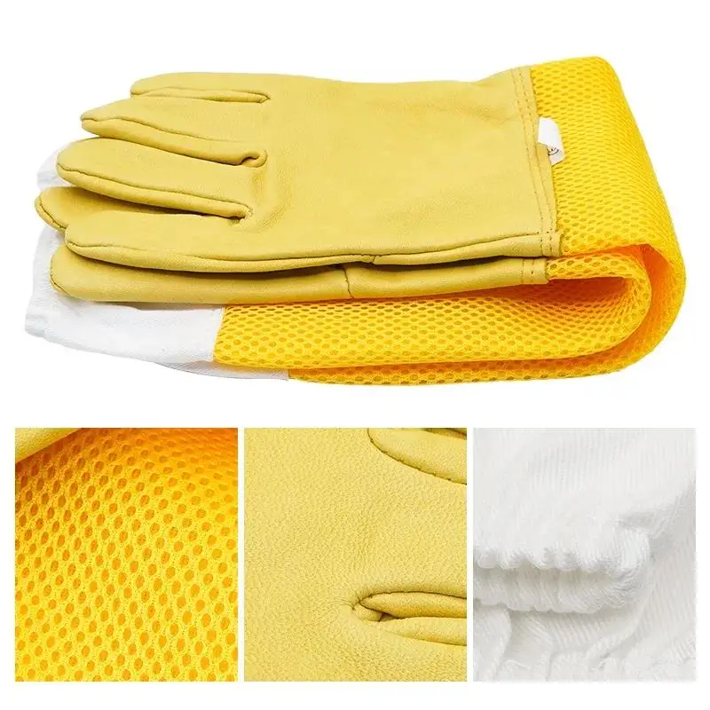 1 Pair Beekeeping Gloves Beekeeper Protective Sleeves Breathable Anti Bee/Sting Sheepskin Long Gloves Apiculture Tools