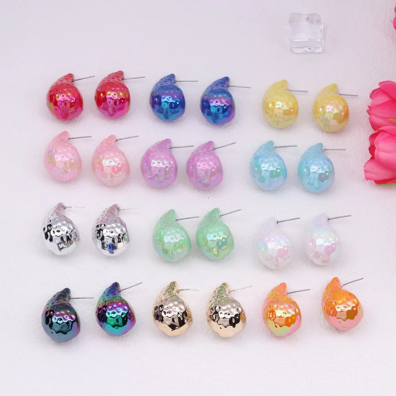 Esagerano Gli Orecchini A Bottone Colorati Grandi A Goccia D'Acqua Per Le Donne Dupes Chunky Thick Teardrop Statement Earring Jewelry