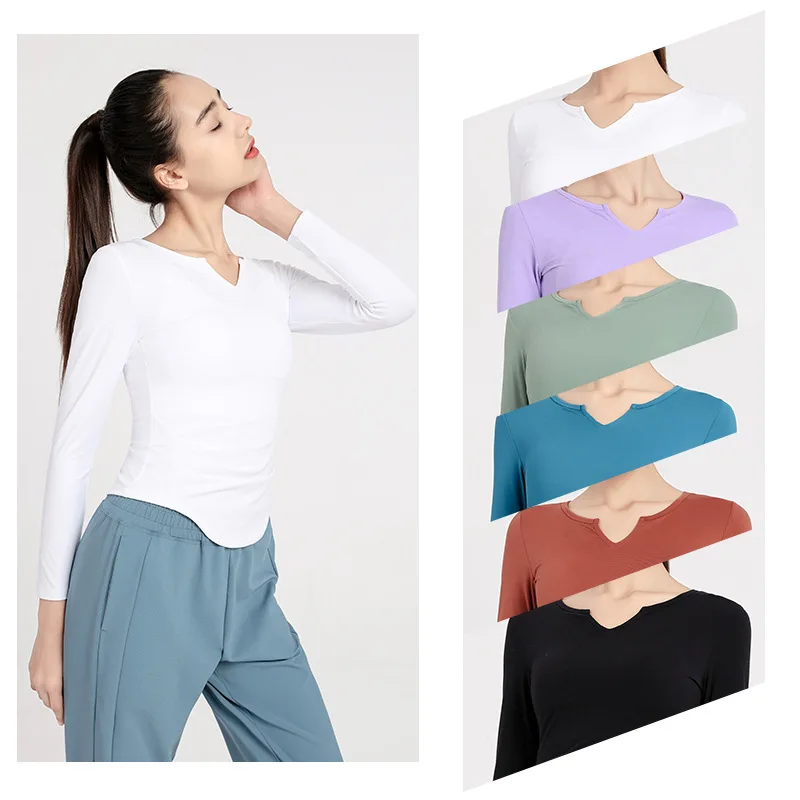

Yoga Shirt Sports Top Women Long Sleeve Tight Yoga Clothes Running Casual Speed Dry Clothes Slim Sexy Fitness Clothes Crop Top